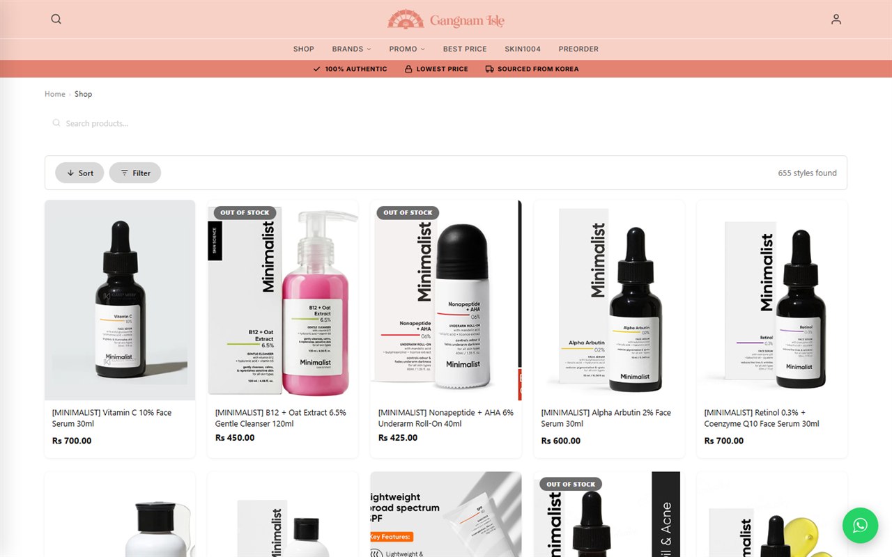 Gangnam Isle online store homepage